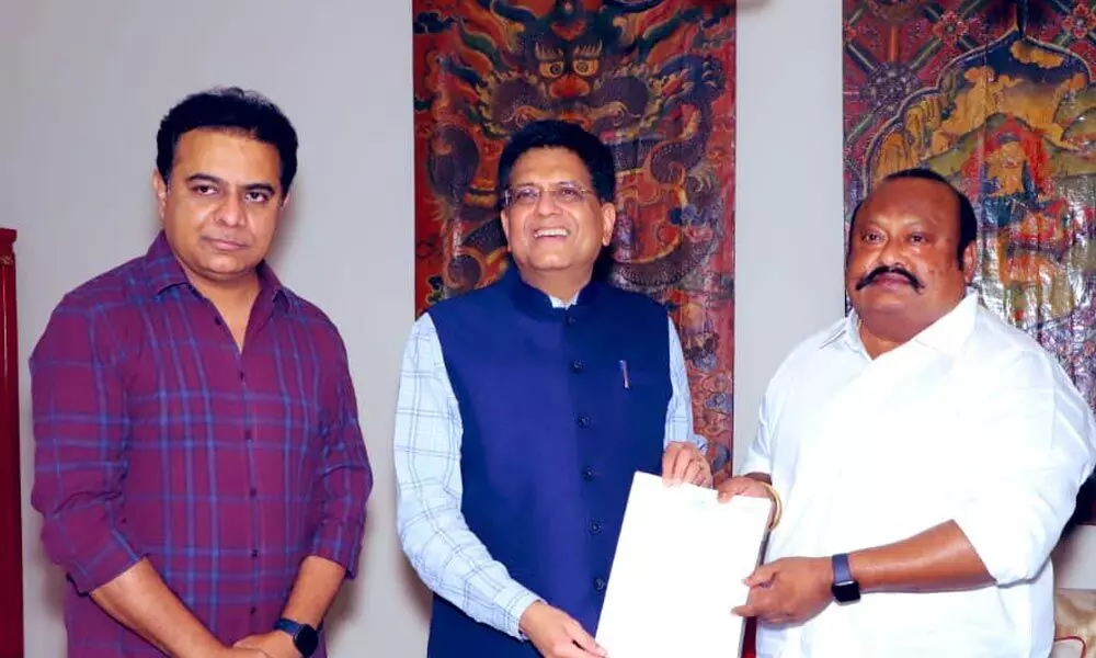 KTR, Piyush Goyal and Gangula Kamalakar