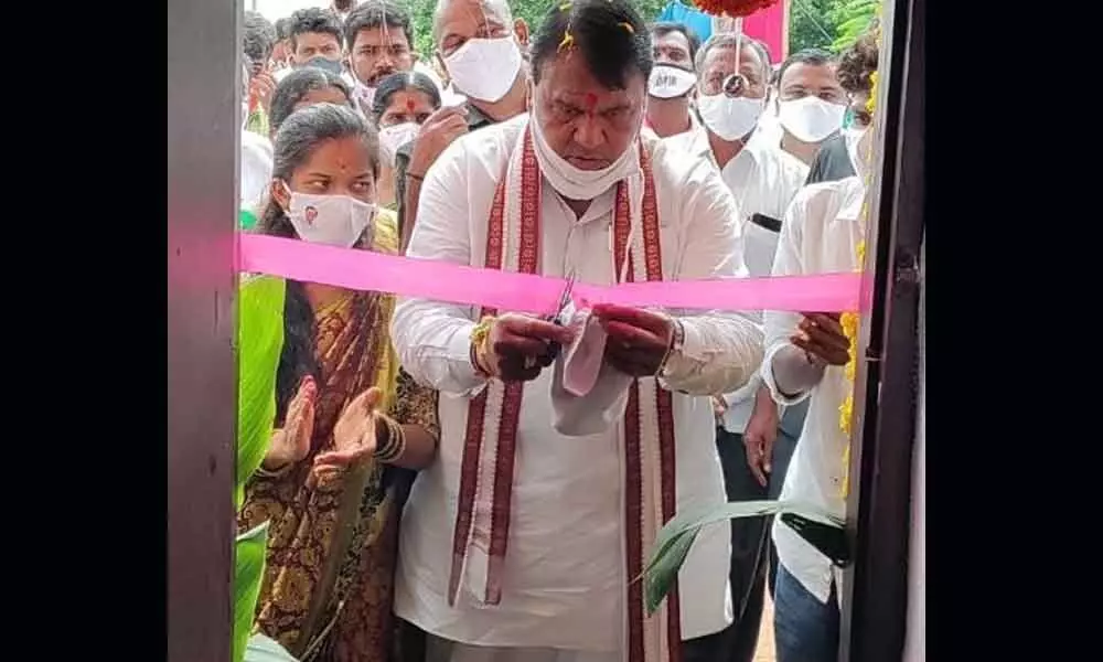 State Legislative Speaker Pocharam Srinivasa Reddy inaugurated the newly constructed 25 double bedroom houses in Pocharam village on Friday