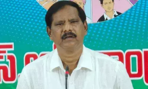 Government Advisor (Social Justice) Jupudi Prabhakar Rao addressing the media in Visakhapatnam on Sunday