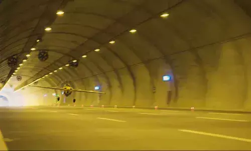 Dario Costa flew an aeroplane through two tunnels in Istanbul, Turkey.