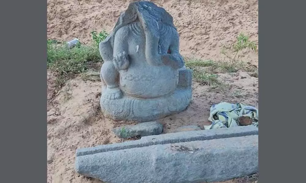 The Ganesa idol belonging to 12th century unearthed at Motupalli village on Thursday
