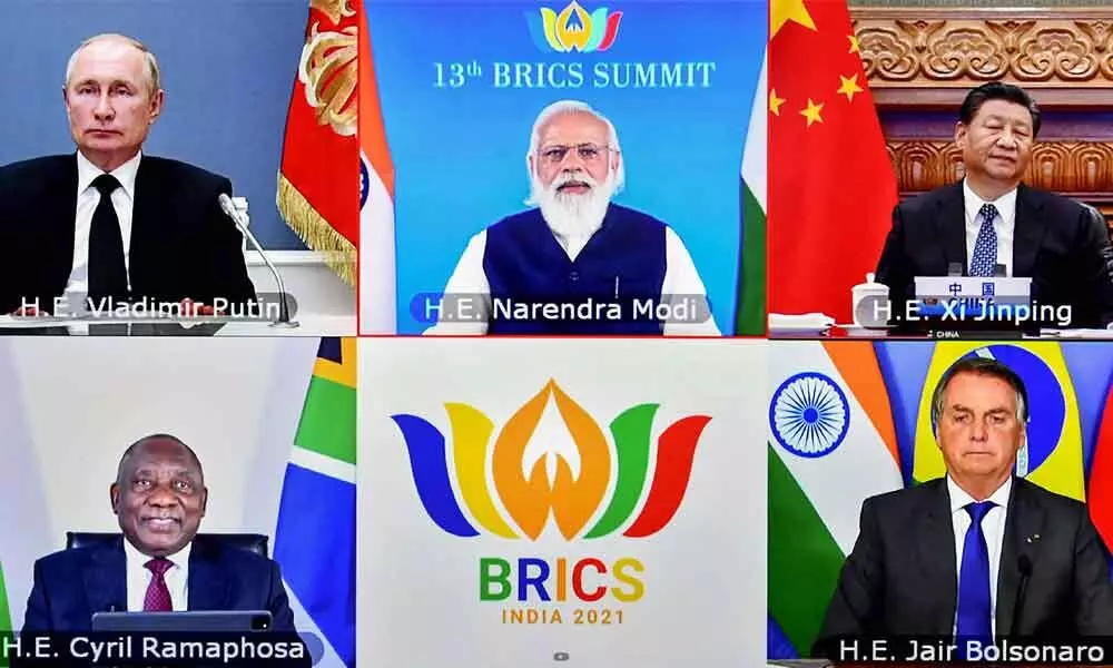 Prime Minister Narendra Modi chairs the 13th BRICS Summit through video conferencing in New Delhi on Thursday