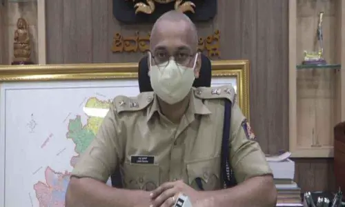 Shivamogga Superintendent of Police BM Laxmi Prasad speaking to ANI on Friday. [Photo/ANI]. Image Credit: ANI