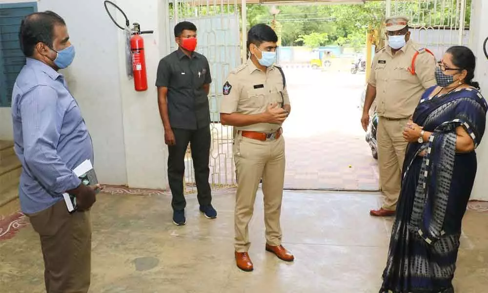 Urban SP Venkata Appala Naidu inspecting NEET exam centre in Tirupati on Saturday