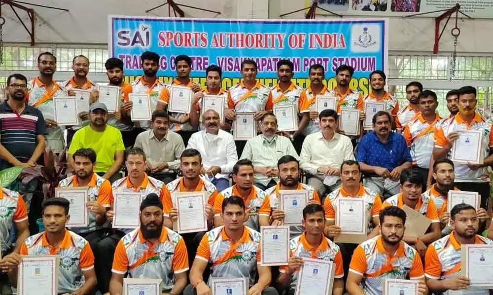 Participants with their certificates on the concluding day of the training programme in Visakhapatnam