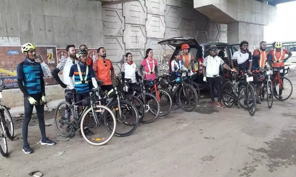 Participants at the cycling event on Saturday