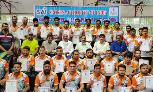 Participants with their certificates on the concluding day of the training programme in Visakhapatnam