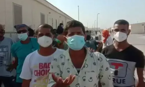 Migrated workers from Bahrain explain their woes through video calls to their kin in Srikakulam