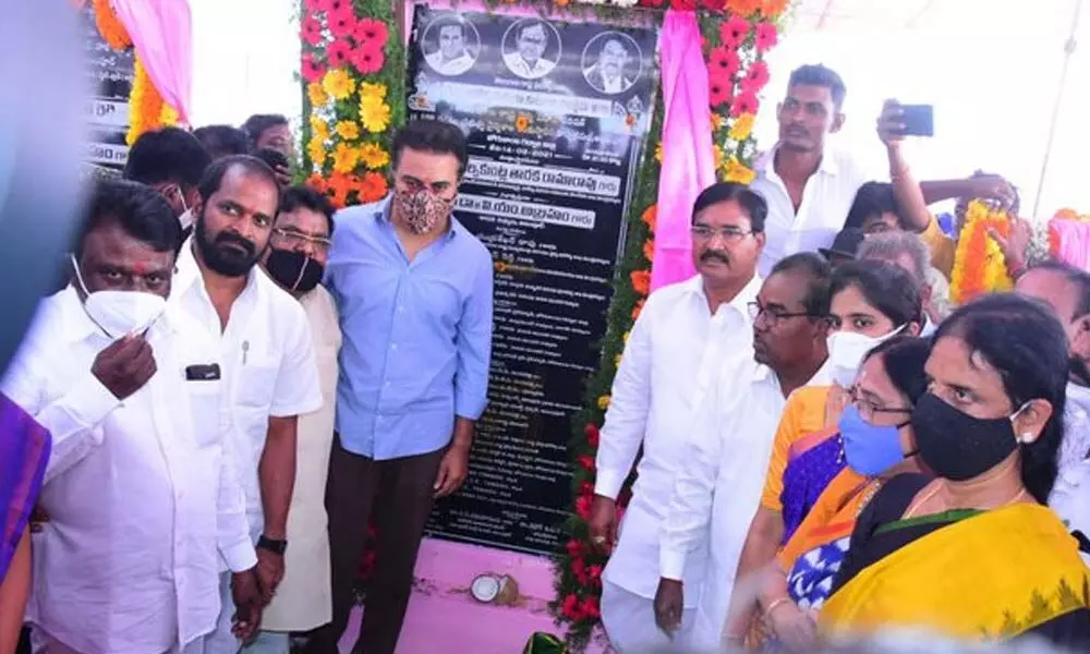 KTR lays foundation for 100-bed hospital in Alampur