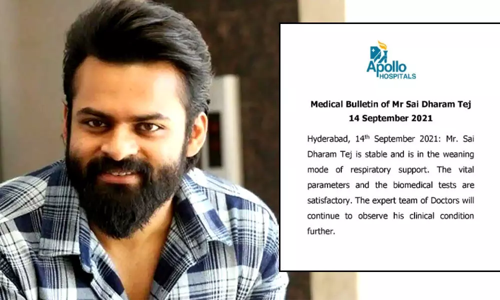 Sai Dharam Tej latest health bulletin says the actor condition remains stable