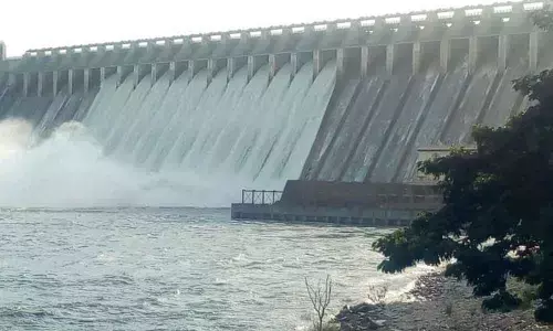 Water gushing out from the gates of Nagarjun Sagar Project