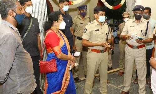 Urban SP Venkata Appala Naidu inspecting security arrangements at Government High School in Chandragiri on Friday.