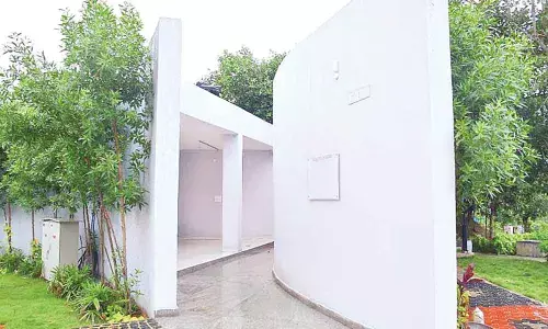 A model of the innovative funeral platform to be developed at the Hindu burial ground, Gnanapuram in Visakhapatnam