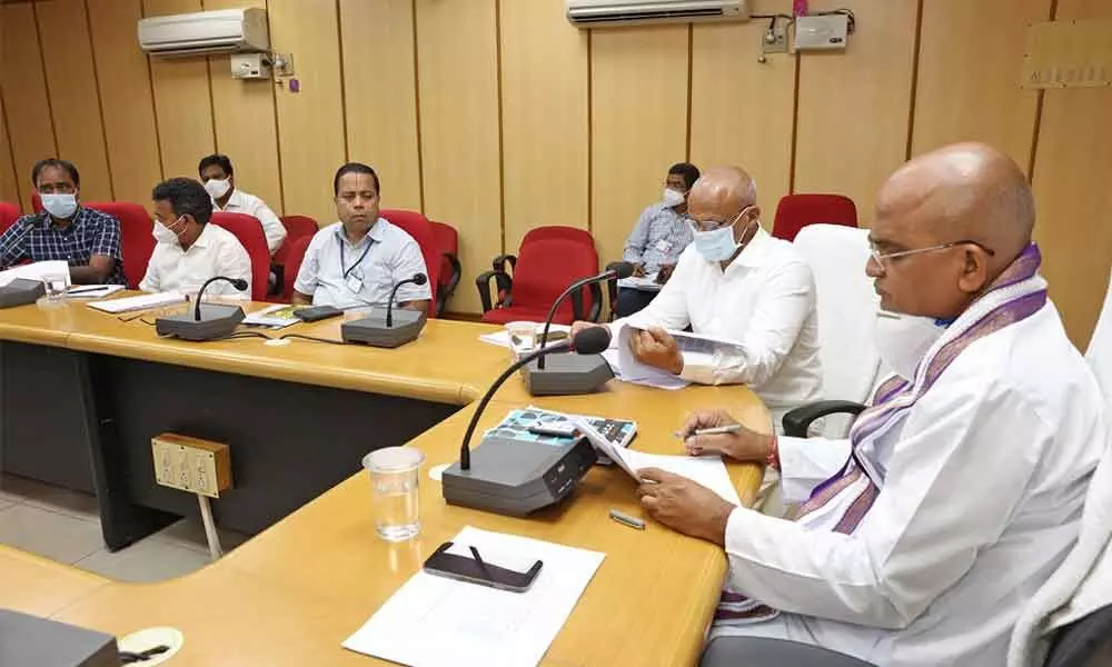TTD Executive Officer Dr K S Jawahar Reddy holding a review meeting with the officials of BIRRD hospital in Tirupati on Monday