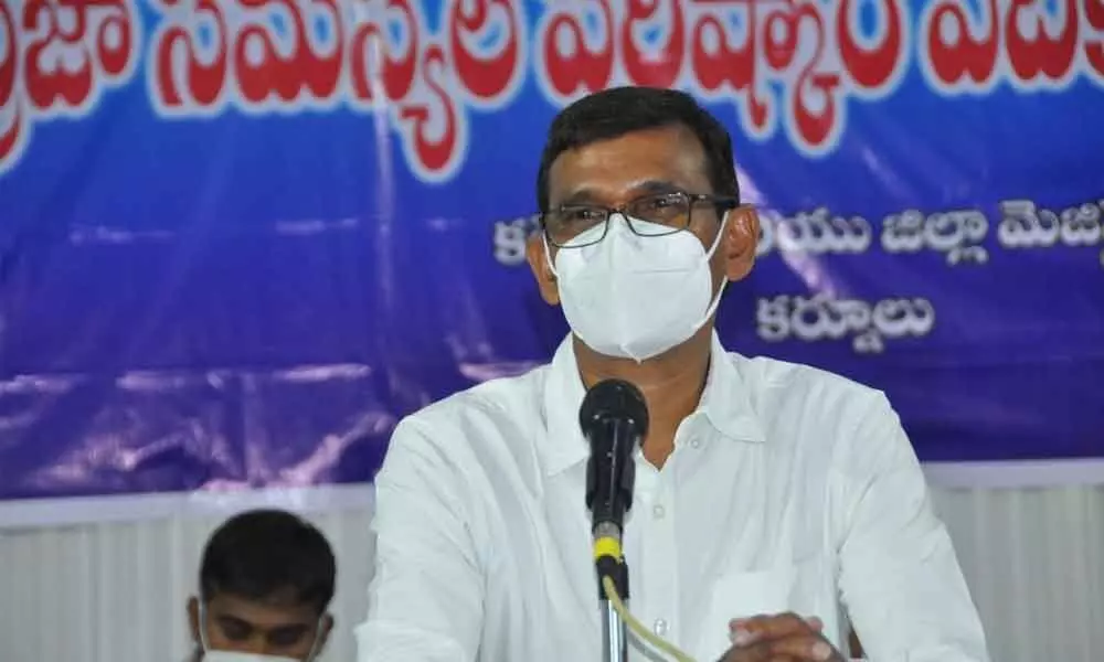 District Collector P Koteshwara Rao convening zoom video-conference with the officials concerned on the measures to be taken to prevent spread of seasonal diseases from the Collector’s camp office in Kurnool on Monday