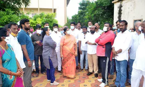 Mayor Golagani Hari Venkata Kumari and GVMC Commissioner G Srijana at the  65th ward in Visakhapatnam on Monday