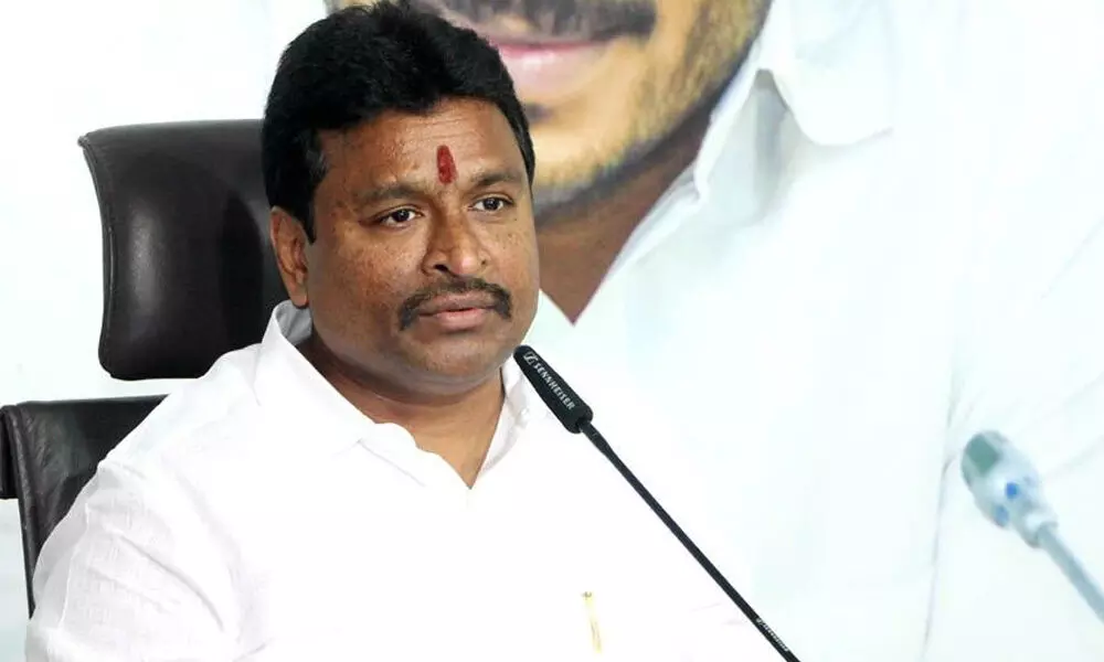 Minister for Endowments  Vellampalli Srinivas addressing a press conference at YSRCP central office in  Tadepalli on  Wednesday