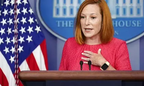 White House press secretary Jen Psaki speaks during the daily briefing at the White House in Washington. (Photo | AP)