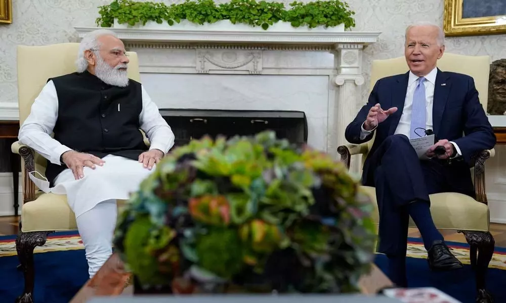 President Joe Biden meets with Indian Prime Minister Narendra Modi in the Oval Office of the White House on Friday.