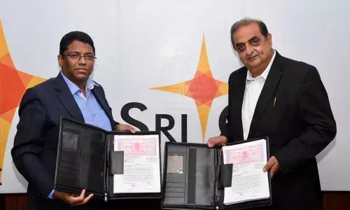 Sri City MD Ravindra Sannareddy and Daikin MD & CEO Kanwaljeet Jawa exchanging the land lease deed on Friday