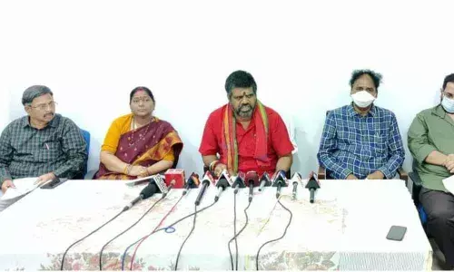 Tourism Minister M Srinivasa Rao addressing the media in Visakhapatnam on Friday