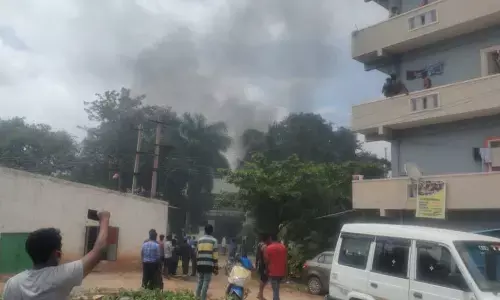 Smoke emenates from a chemical factory on the outskirts of Bengaluru following a blast in a boiler on Friday. Three workers were injured in the mishap