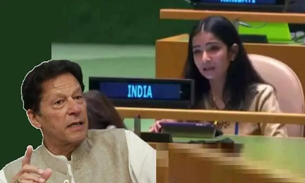 First secretary Sneha Dubey responding to Pakistan Prime Minister Imran Khans speech at the UNGA