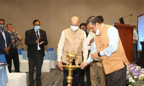 Chairman of Marine Products Export Development Authority (MPEDA) K S Srinivas, Commerce Secretary B V R Subrahmanyam and others at the inaugural function of a meeting of seafood exporters organised by MPEDA and MoCI in Visakhapatnam