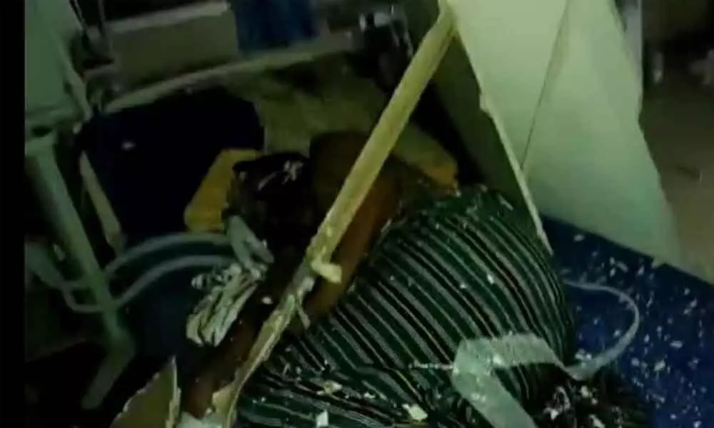 Debris of false ceiling that fell on a patient