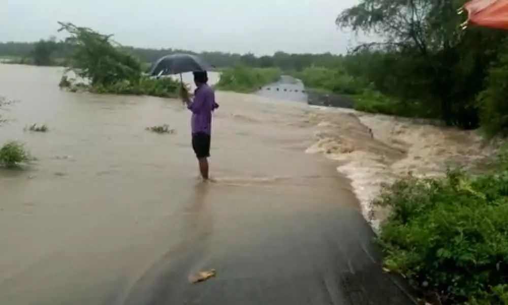 Jannaram stream overflowing due to heavy rains