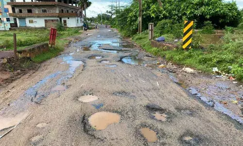 A damaged road in Vizianagaram district (file picture)