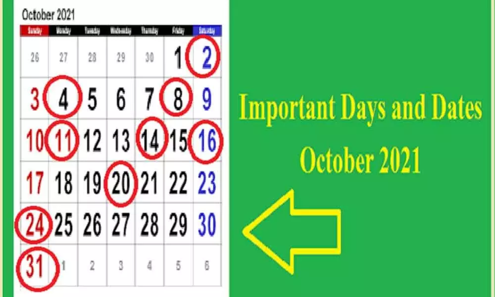 National And International Dates Of October 2021
