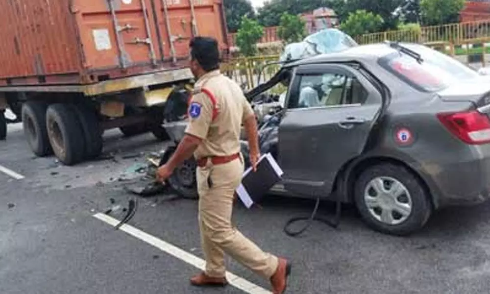 Hyderabad: 2 die after car rams into container lorry at Shamirpet