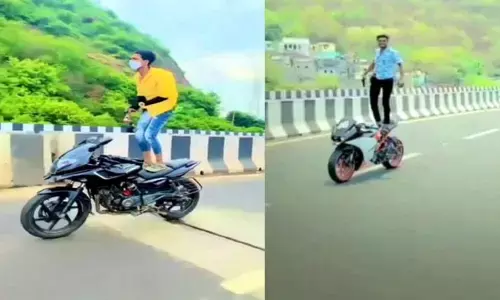 The bike racers have created ruckus on the Kanaka Durga flyover in Vijayawada
