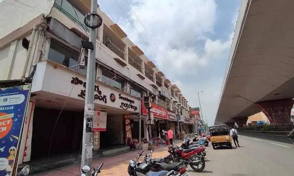 A view of corporation-controlled shops located at TSR Complex in Visakhapatnam