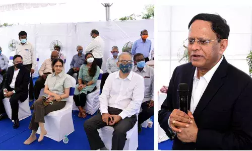 Its MD B Thiagarajan addressing the gathering in Sri City, AP, on Wednesday