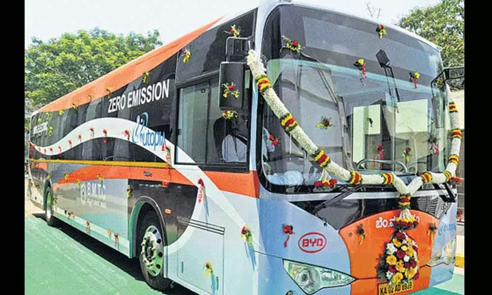 Transport Minister B Sriramulu flagged off Bengaluru’s first environment-friendly electric bus