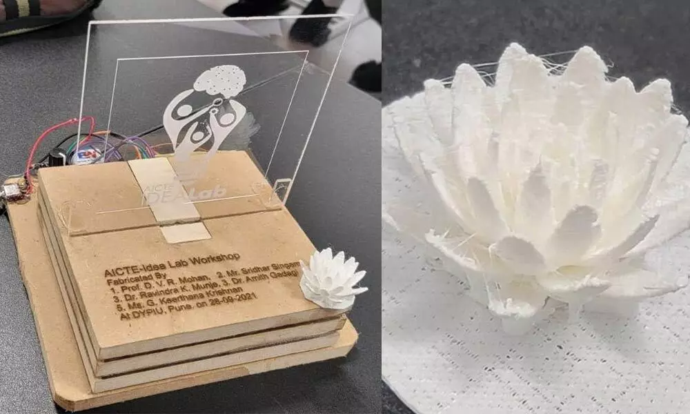 The Lotus and The three-dimensional laser engraved design