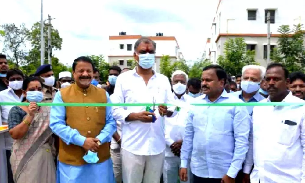 Finance minister Harish Rao on Saturday inaugurated 360 double bedroom houses here at KCR Nagar in Siddipet.