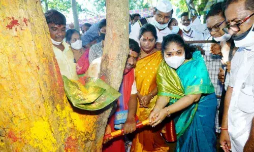 Vizianagaram: Tree cutting ceremony held