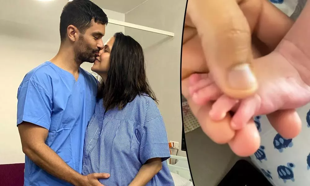 Angad Bedi shared the glimpse of his little one through his Twitter page!