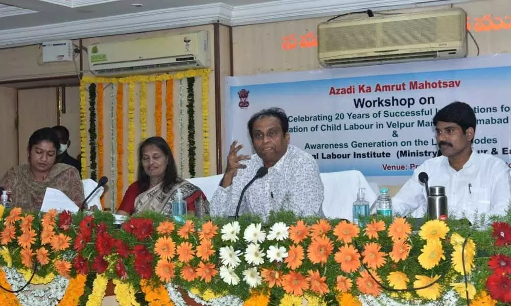 Jal Shakti Ministry’s Additional Secretary G Ashok Kumar speaking at a programme at Pragati Bhavan in Nizamabad on Friday