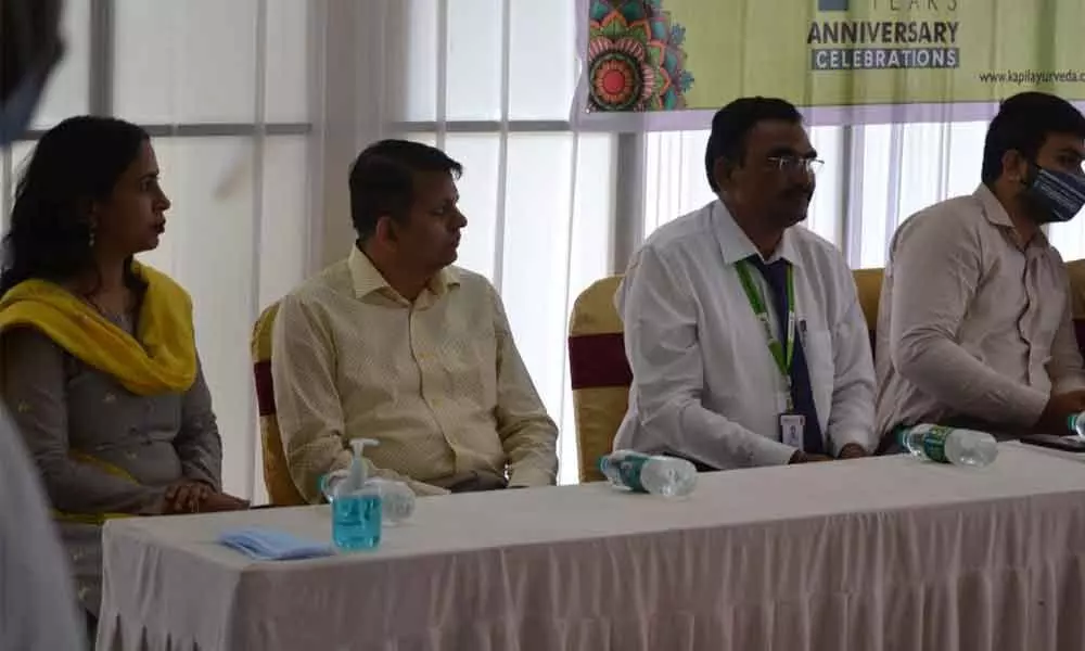 Kapil Group Directors at 10th anniversary celebrations. (Third from left) Kapil Ayurveda Chikitsalayam MD K Mohan is also seen
