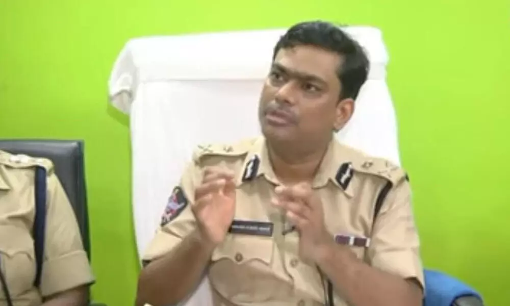 Police Commissioner Manish Kumar Sinha speaking at a press conference in Visakhapatnam on Saturday