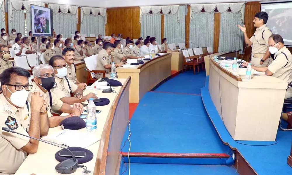Urban SP Venkata Appala Naidu holds a review meeting with officials over security arrangements for CM’s visit, at SV University Senate Hall in Tirupati on Saturday