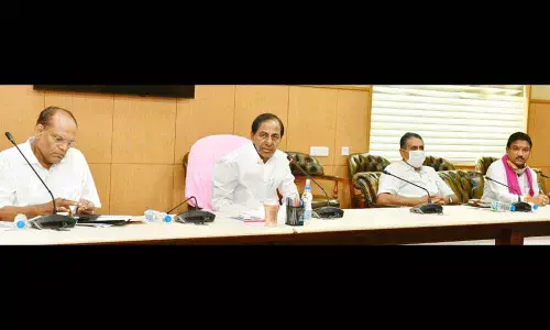 Chief Minister  K Chandrashekar Rao addressing a high-level review meeting at Pragathi Bhavan in Hyderabad on Saturday