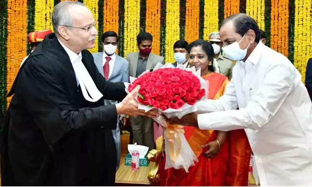 Justice Satish Chandra Sharma takes oath as CJ of Telangana HC