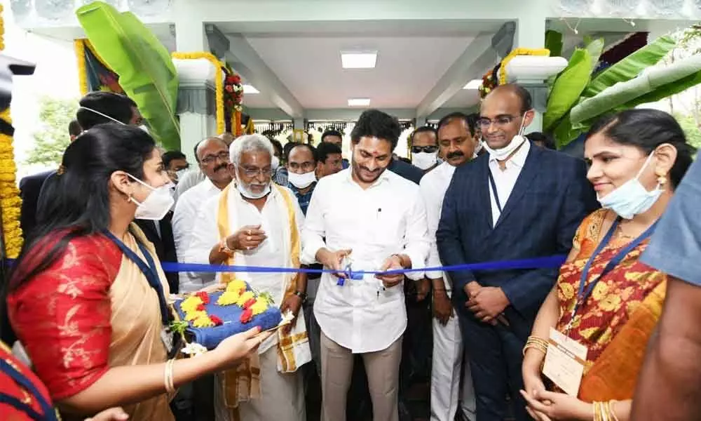 Chief Minister Y S Jagan Mohan Reddy inaugurating Sri Padmavathi Children’s Heart Centre set up by the TTD at the old BIRRD hospital block in Tirupati on Monday