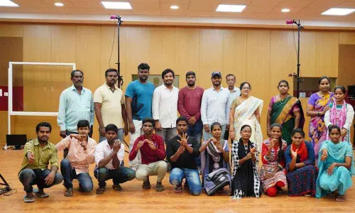 Specially challenged students at a workshop on animation held at NIT, Warangal, on Monday
