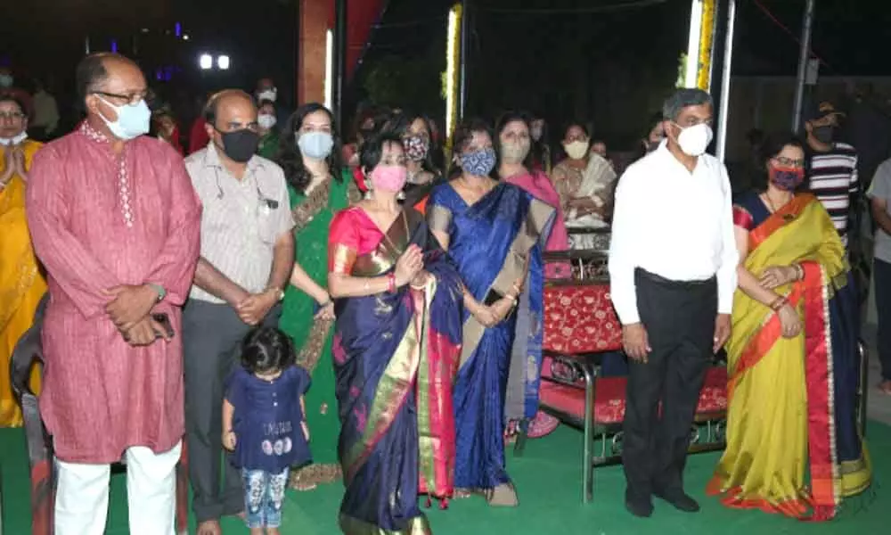 Puja held on the occasion of Sasthi at Chacha Nehru Park of NTPC-Ramagundam Township on Tuesday